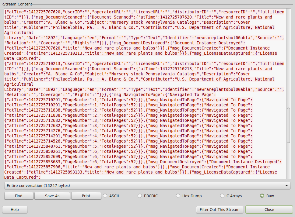 An image of the wireshark packet capture