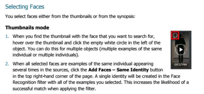 Instructions on how to select a face