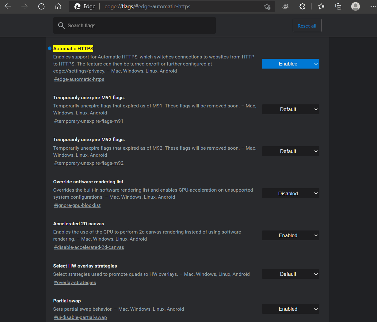 Enabling HTTPS Only in Edge