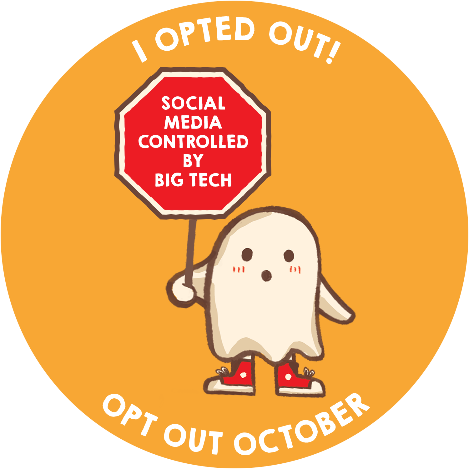 image of a ghost holding a sign that says "i opted out of social media"