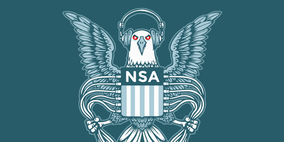 Image of the NSA Eagle listening to communications