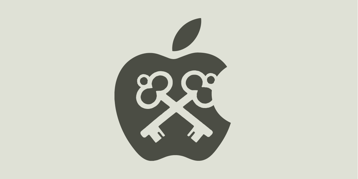 Apple image with crossed security keys in the center