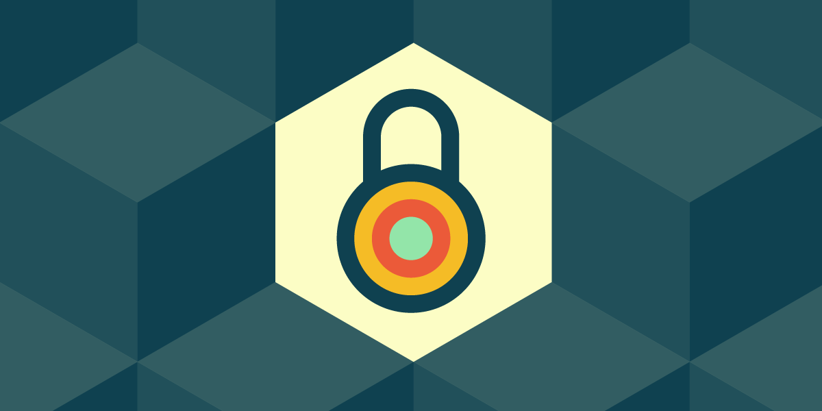 an icon with a lock on a background of cubes