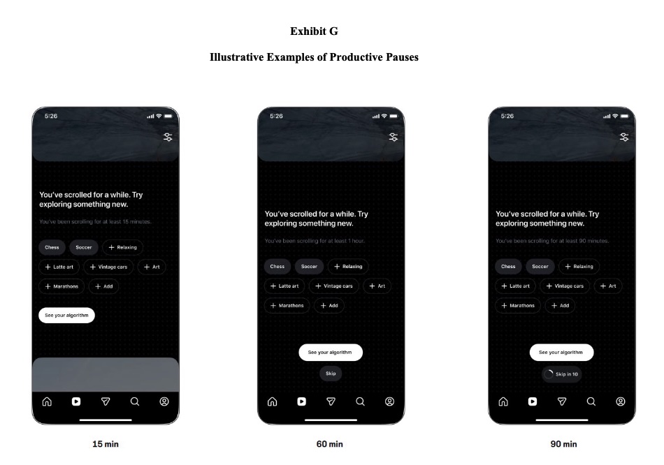 Exhibit G from Meta Settlement showing phone warnings