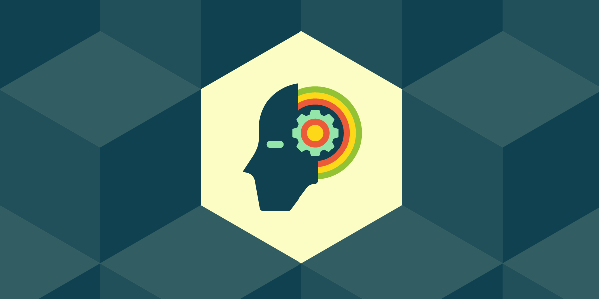 AI issue banner: a colorful graphical representation of a robot face with a gear brain 