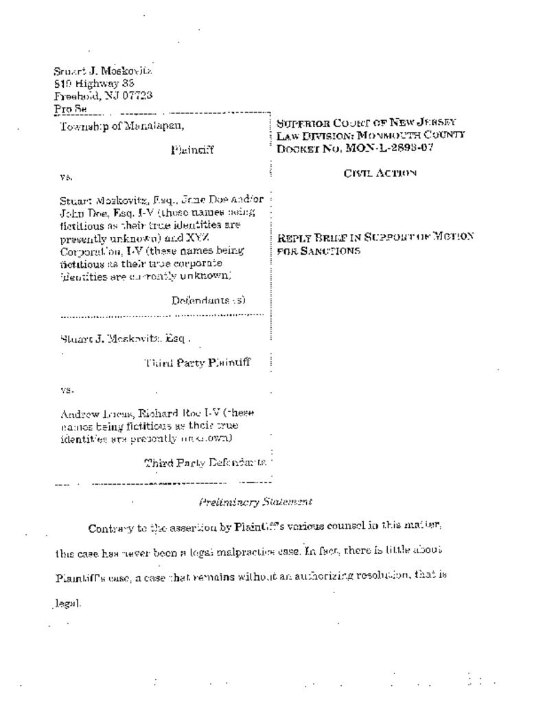 Defendant's Reply Brief in Support of Motion for Sanctions Electronic