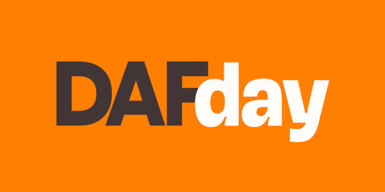 Tangerine banner that says "DAF DAY" in the center.