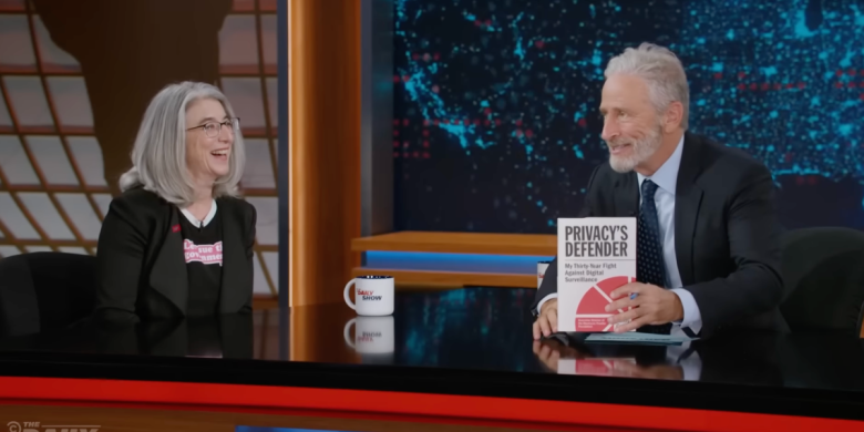 Cindy Cohn talks with Jon Stewart on the Daily Show.