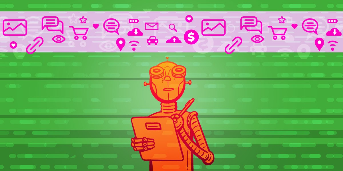 A robot studying a data stream