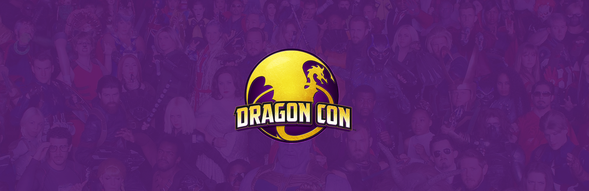 DragonCon logo on a purple background