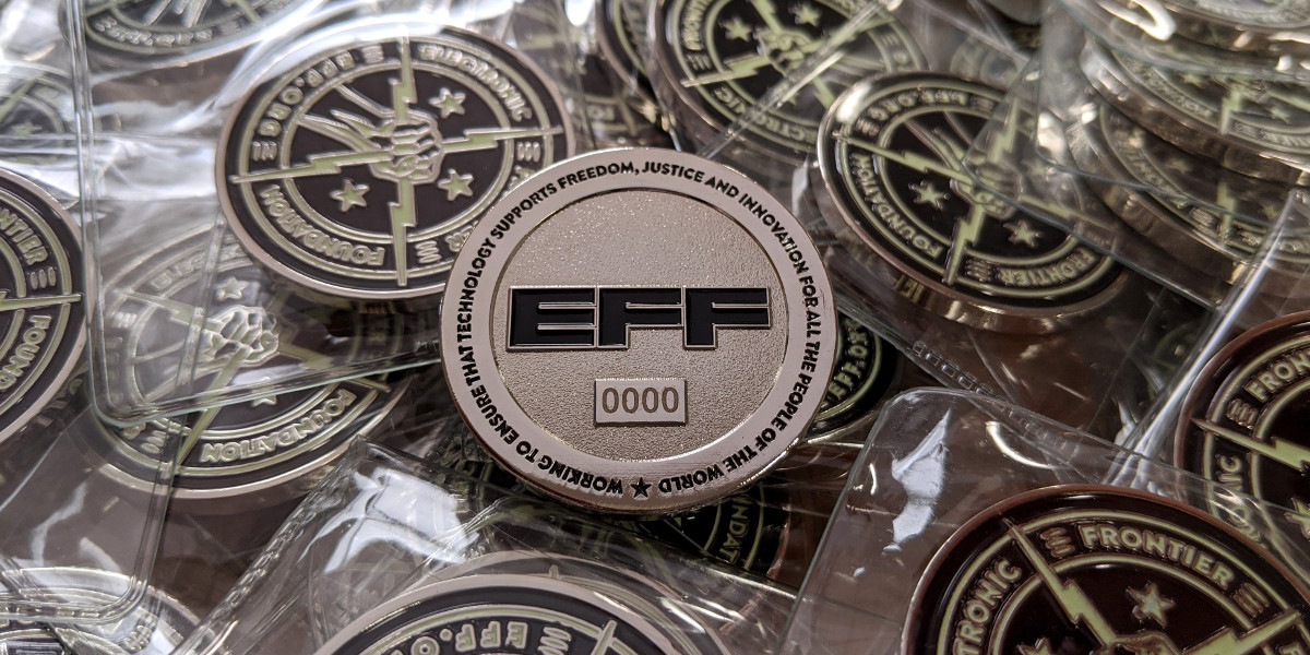EFF 30th Anniversary Challenge Coins with number 0000