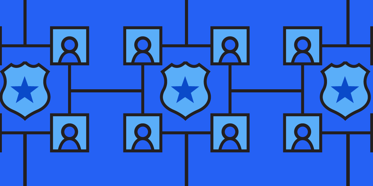 Interconnecting images of people and police badges