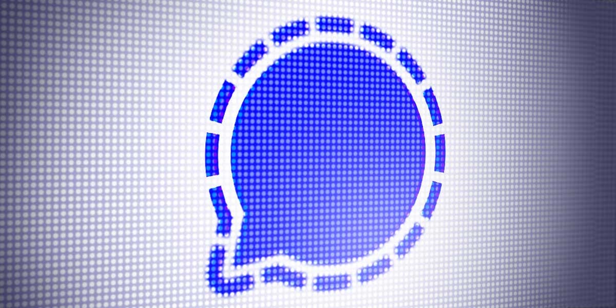 The Signal logo on a screen