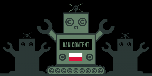 Poland flag with robot 
