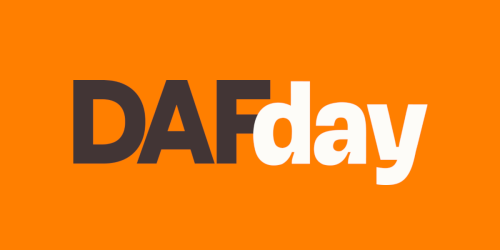 Tangerine banner that says "DAF DAY" in the center.
