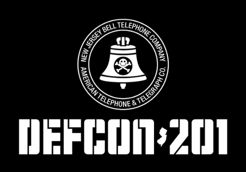 Black background with white text, which reads DEFCON 201 in block letters