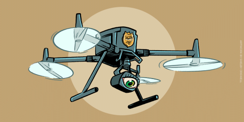police drone on tan background