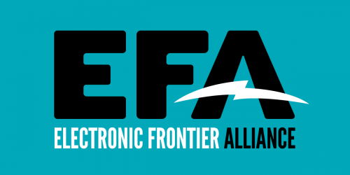 The logo of the Electronic Frontier Alliance, of which Lucy Parsons Labs is a member.