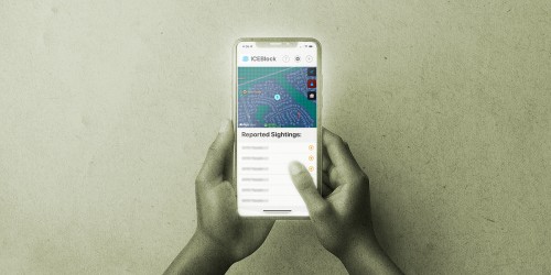 hands hold a phone with IceBlock screen
