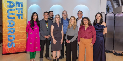 EFF staff and awardees at the 2025 EFF Awards ceremony