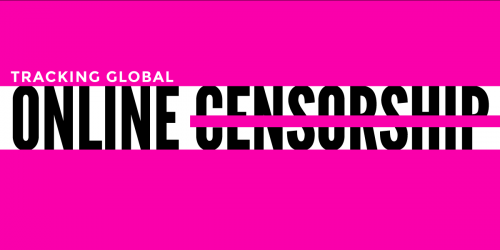 Online Censorship logo on hot pink background