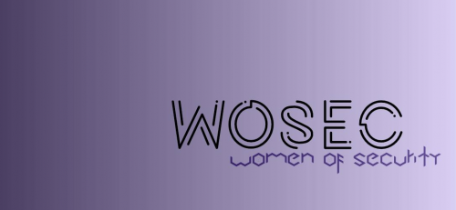 Purple gradient banner that reads "WOSEC Women in Security"