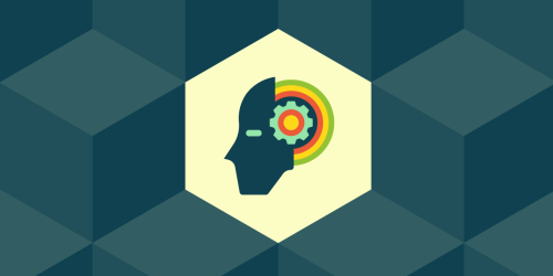 AI issue banner: a colorful graphical representation of a robot face with a gear brain 