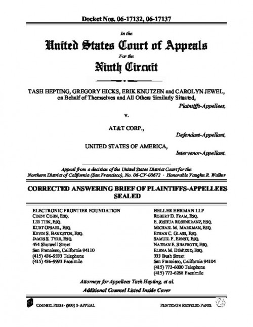 Hepting Appeal to the 9th Circuit | Page 7 | Electronic Frontier Foundation