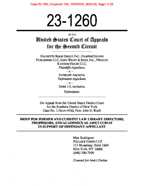 Hachette v. Archive Electronic Frontier Foundation